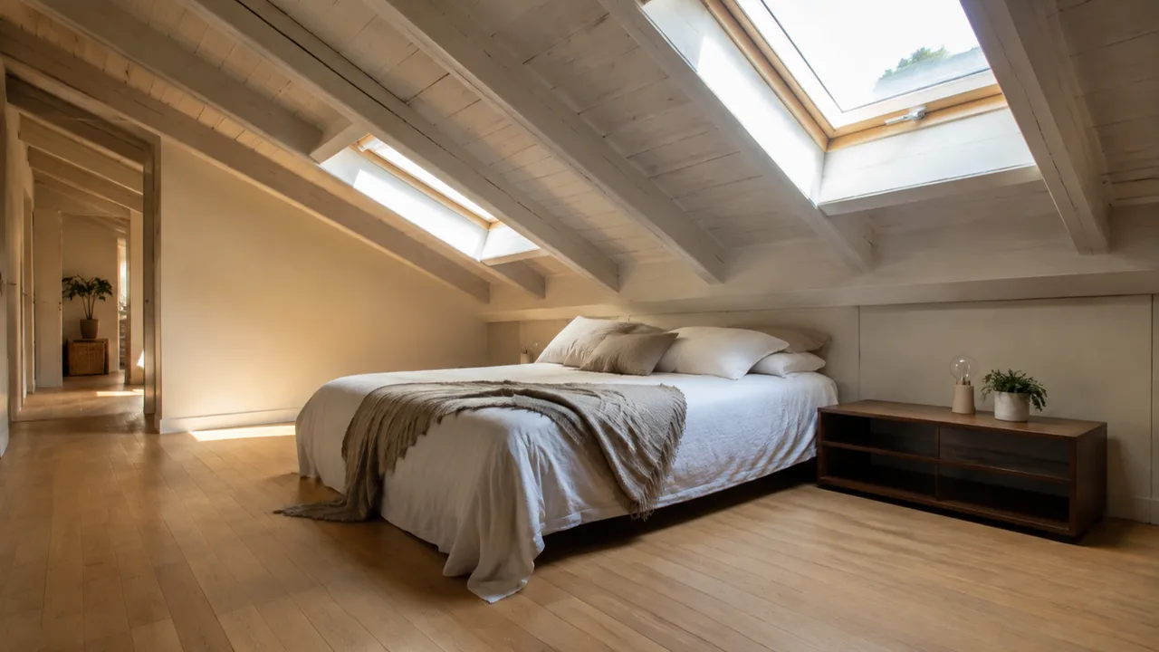 Sottotetto recuperato trasformato in camera da letto abitabile a Brescia
