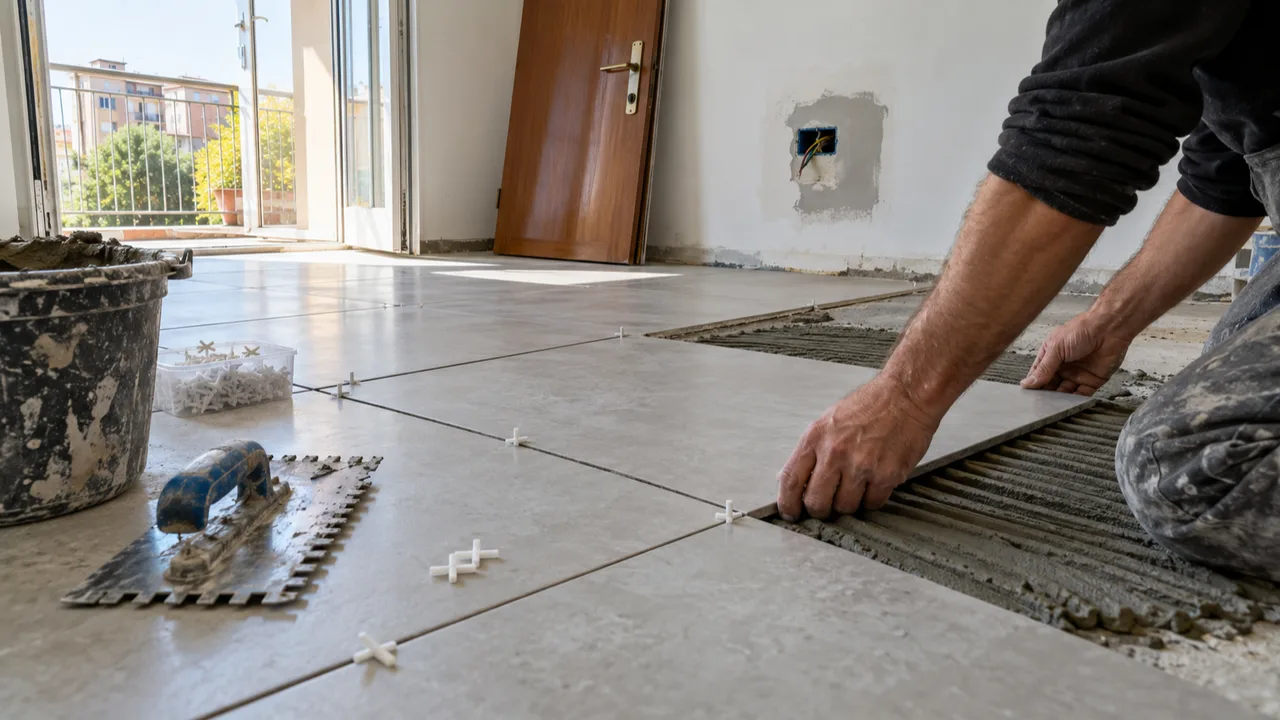 Posa di un nuovo pavimento in gres in un appartamento: un tipico lavoro di manutenzione ordinaria